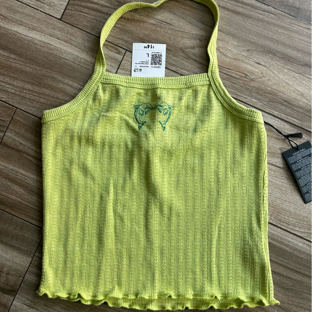 Forever 21 Yellow Ribbed Sleeveless Tank Top